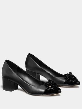 Kate Spade Flora Ballet Black Leather Block Heels Women’s Size 6 B